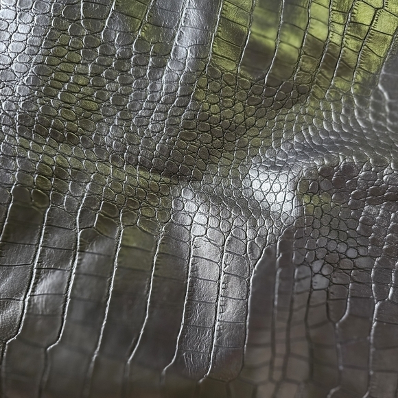 NWOT Ci Sono sexy black faux leather crocodile print mini skirt Size L - Picture 5 of 6